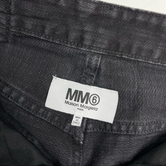 Maison Margiela Paris Black Wide Leg High Waisted Point Hem Cropped Jeans Pants - Picture 3 of 16
